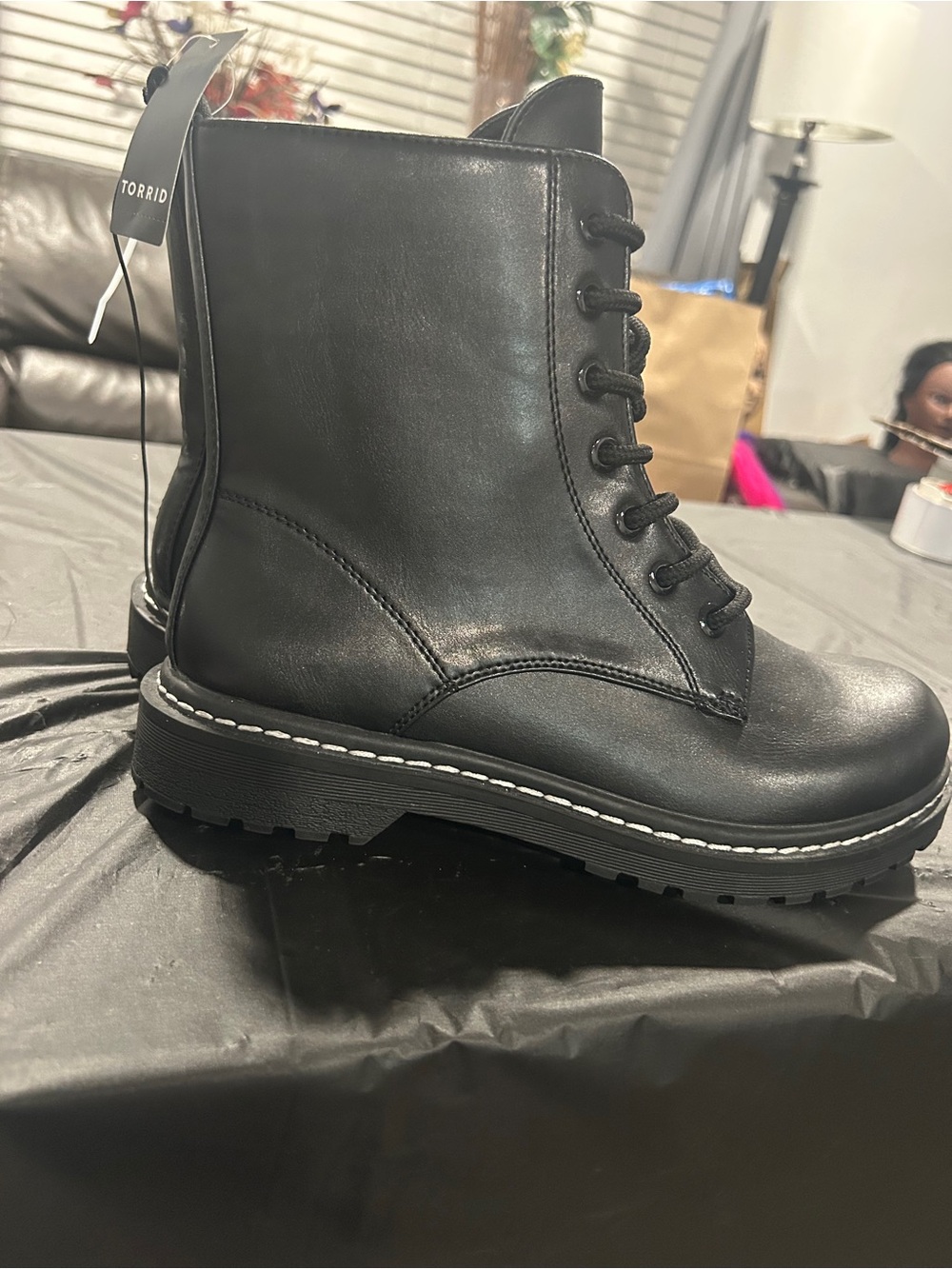 torrid Black Lace-Up Platform Combat Boots